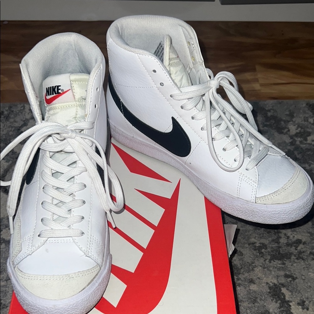 Nike White and Black High-Top Sneakers